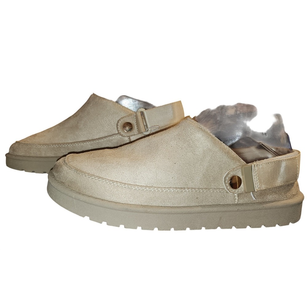 Kinetic Energy Beige Textile Slip On Clogs Adjustable Heel Strap Womens Size 8